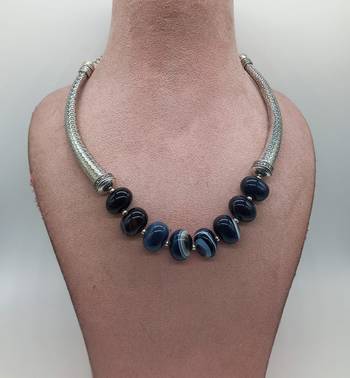 Blue agate necklaces 2