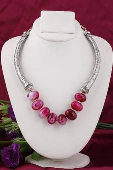 Pink agate necklaces