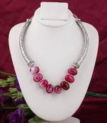 Pink agate necklaces