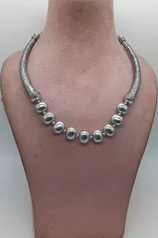 Grey pearl necklaces