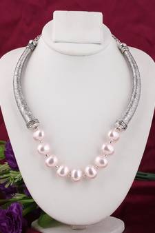 Pink pearl necklaces