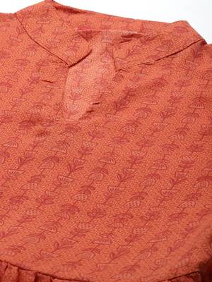 Orange printed georgette short-dresses 4