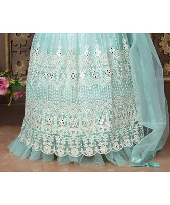 SKY Real Mirror Hand Work Net Lehenga Choli with Stunning Tessel 7