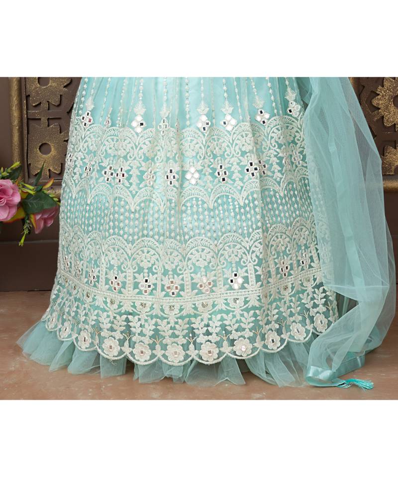 SKY Real Mirror Hand Work Net Lehenga Choli with Stunning Tessel
