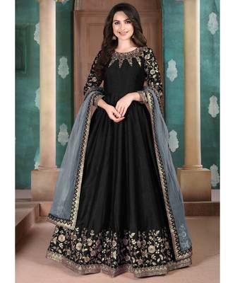 Black Golden Embroidered Anarkali Suit 1