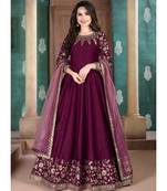 Burgundy Golden Embroidered Anarkali Suit