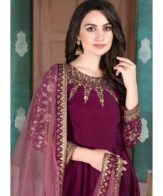 Burgundy Golden Embroidered Anarkali Suit 3