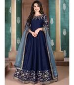 Blue Golden Embroidered Anarkali Suit