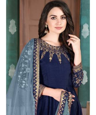 Blue Golden Embroidered Anarkali Suit 3