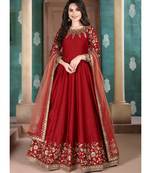 Red Golden Embroidered Anarkali Suit