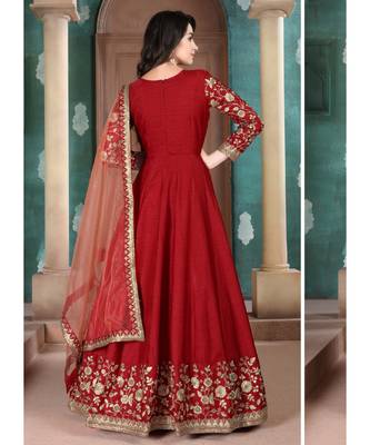 Red Golden Embroidered Anarkali Suit 2