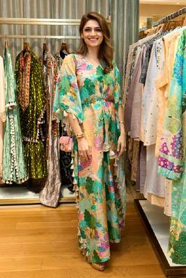 Peach Kuno Print Silkmul Kaftan 1