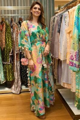 Peach Kuno Print Silkmul Kaftan 3
