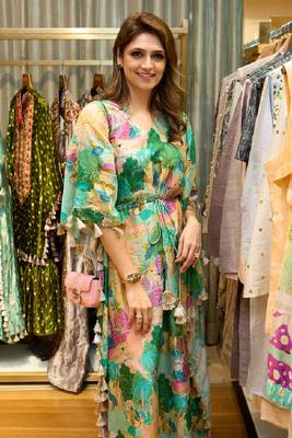 Peach Kuno Print Silkmul Kaftan 4