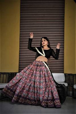 Voolka Patola Style  Maslin Silk Fabric With Digital Printed Designer Lehenga Choli For Women 1