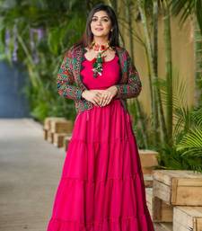 Voolka Ruby Pink Georgette Fabric With Ruffle And Ken Designer Lehenga Choli For Women