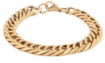 Classic 3D Curb 22K Gold Plated Surgical Stainless Steel Bracelet for Men 1