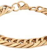 Classic 3D Curb 22K Gold Plated Surgical Stainless Steel Bracelet for Men