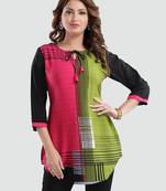 Multicolor printed crepe short-kurtis