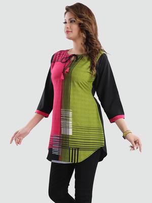 Multicolor printed crepe short-kurtis 2