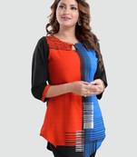 Multicolor printed crepe short-kurtis