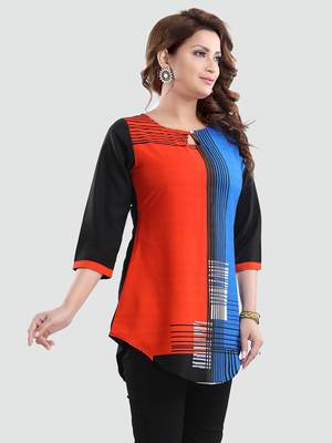 Multicolor printed crepe short-kurtis 2