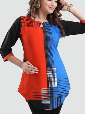 Multicolor printed crepe short-kurtis 4