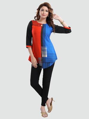 Multicolor printed crepe short-kurtis 5