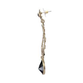 Filigree Flora Antique Gold Plated Black Drop Hanging Earring for Women 3