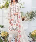 White Georgette Heavy Sequin Embroidered Unstitched Pakistani Suit