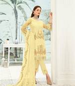 Yellow Georgette Heavy Sequin Embroidered Unstitched Pakistani Suit