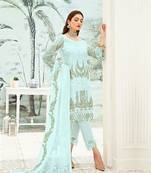 Sky Blue Georgette Heavy Sequin Embroidered Unstitched Pakistani Suit