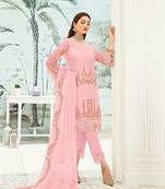 Pink Georgette Heavy Sequin Embroidered Unstitched Pakistani Suit