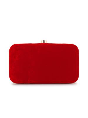 Anekaant Adorn Red & White Velvet Floral Embellished Clutch 3