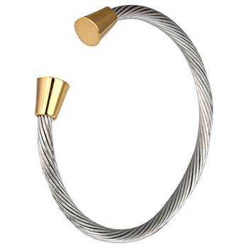 Rope Cone Free Size Rhodium 18K Gold Plated Surgical Stainless Steel Cuff Kada Bracelet for Men 1