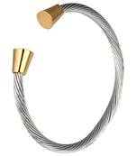 Rope Cone Free Size Rhodium 18K Gold Plated Surgical Stainless Steel Cuff Kada Bracelet for Men