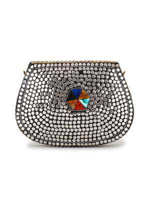 Anekaant Mosaic Silver & Multi Metal Embellished Clutch 3