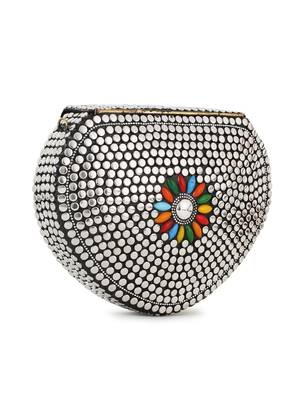 Anekaant Mosaic Silver & Multi Metal Embellished Clutch 2
