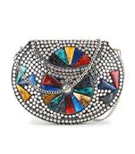 Anekaant Mosaic Silver & Multi Metal Embellished Clutch