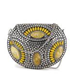 Anekaant Mosaic Silver & Yellow Metal Embellished Clutch
