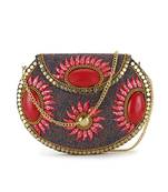Anekaant Mosaic Red, Gold & Multi Metal Embellished Clutch