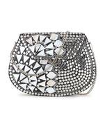 Mosaic Silver & White Metal Embellished Clutch
