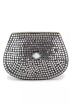 Mosaic Silver & White Metal Embellished Clutch