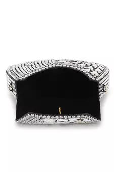 Mosaic Silver & White Metal Embellished Clutch