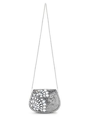 Mosaic Silver & White Metal Embellished Clutch 5