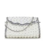 Anekaant Mosaic White & Silver Metal Embellished Clutch