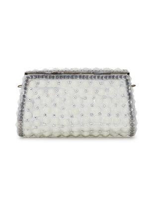 Anekaant Mosaic White & Silver Metal Embellished Clutch 3