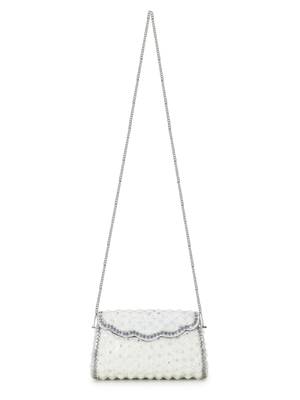 Anekaant Mosaic White & Silver Metal Embellished Clutch 5