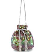 Anekaant Dangle Rose Gold & Silver Faux Silk Sequined Potli