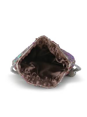 Anekaant Dangle Rose Gold & Silver Faux Silk Sequined Potli 4